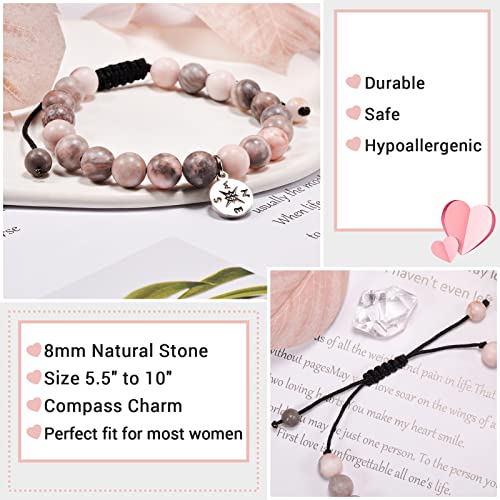 Gbtbys Graduation Gifts, Natural Stone Compass Bracelets, 2023 The Adventure Begins Graduate College High School Inspirational Gift For Women Girls #TOP2