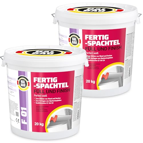 Fertigspachtel Füll Finish Q1-Q4, Fugenspachtel Innen 60kg, Perfekt Weiss, Glätten Verfugen GK Platten Halbau F01