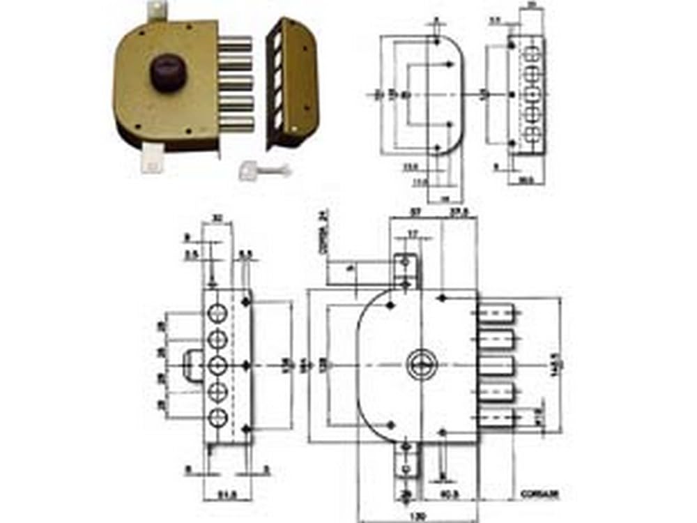 1PEZZO SERRATURA TRIPLICE DA APPLICARE SENZA SCROCCO A POMPA 3200 - mm.60 DX (3200C-02)