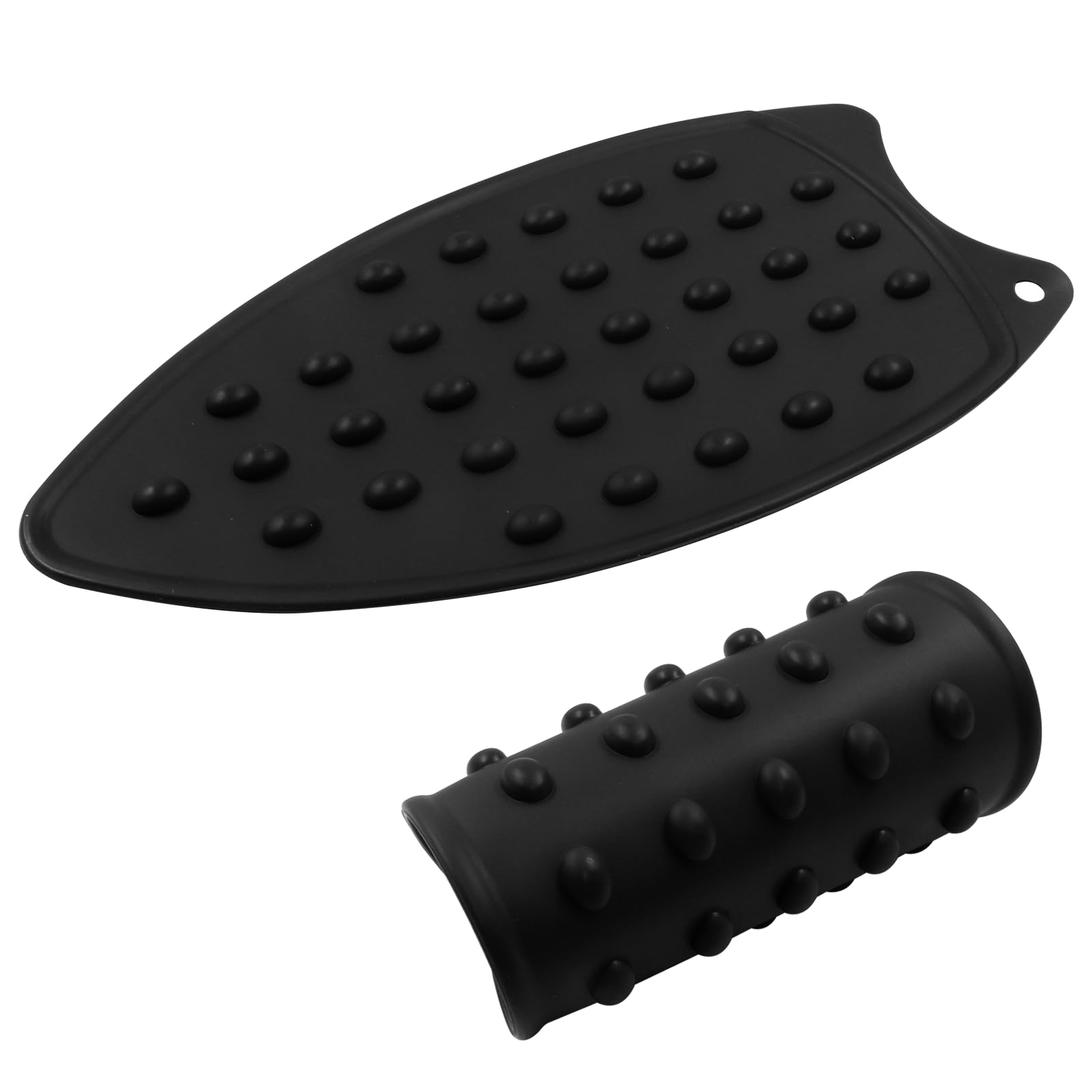 Moicstiy 2 Pcs Silicone Iron Rest Pads Mat Iron Hot Heat Resistant Protective Pads for Ironing Board Curling Irons Flat Irons(Black)