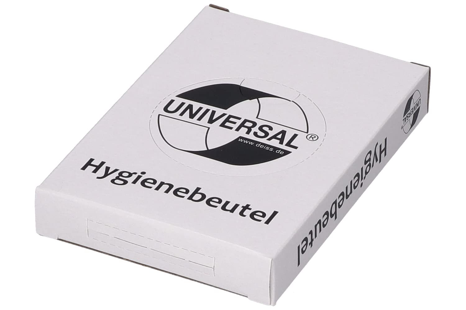 Hygienebeutel Deiss Universal, weiß, 25x30bags (750 Stück) & Tork Distributeur de sachets pour serviettes hygiéniques blanc B5, Elevation, 1 pièce, 14 x 3.6 x 10 cm, 566000