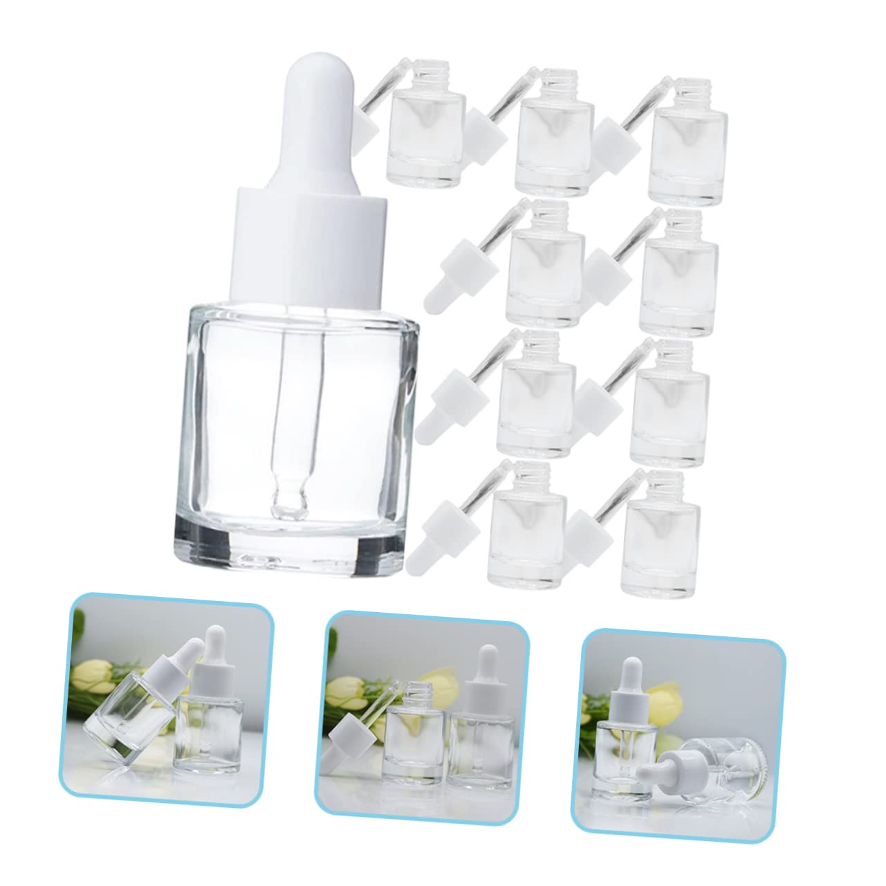 Baluue Frascos Goteros de Vidrio 15ml, 20 Piezas, Cierre Hermético y Antiderrames para Aceites Esenciales y Cosméticos