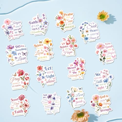 16 imanes bíblicos con diseño floral decorativo miniatura 6