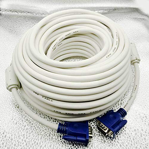 Connectors 10m 20m 30m Long vga Cable for DVR TV - (Cable Length: 20mtr, Color: White Color)