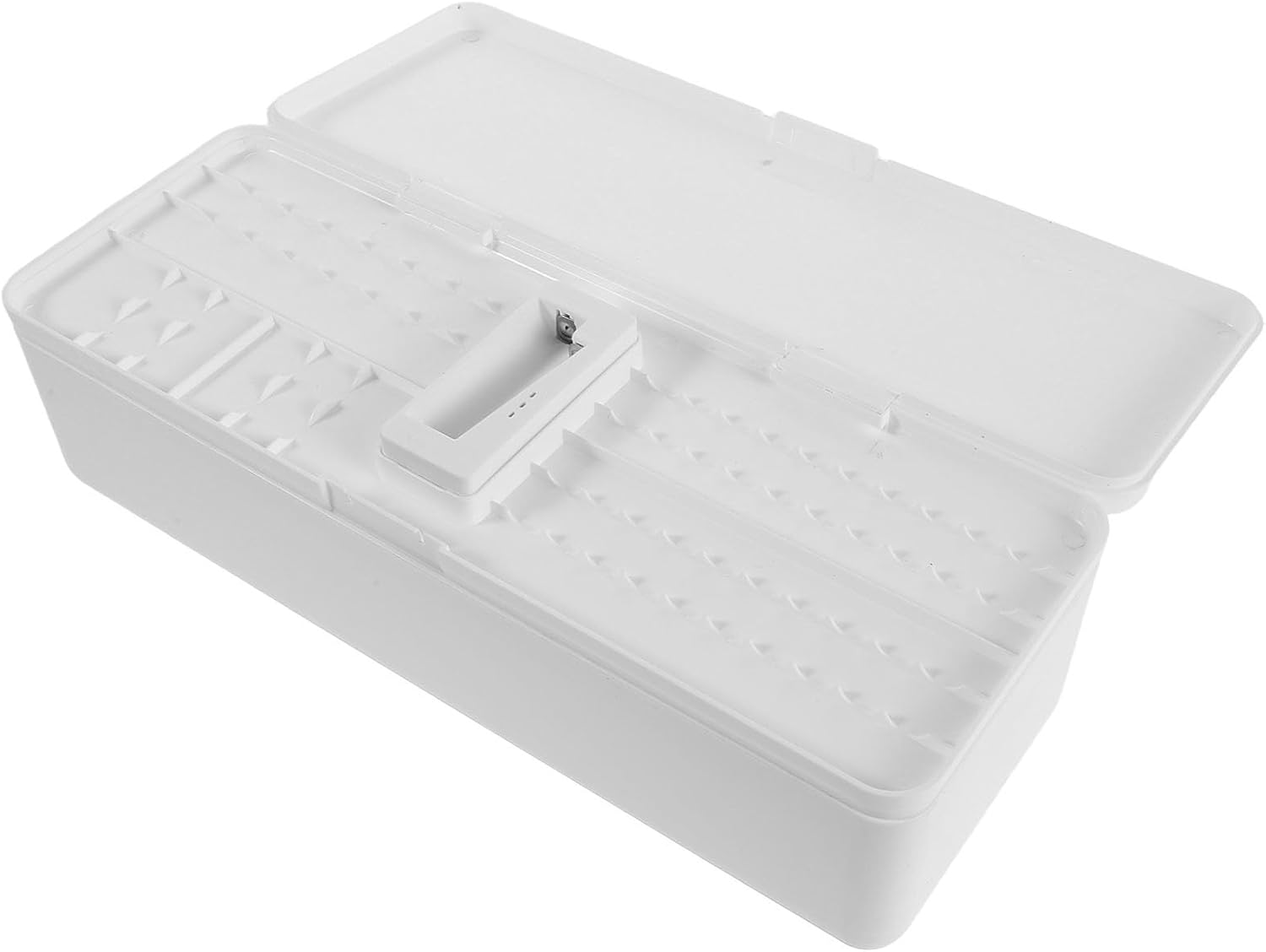 White Plastic Cable Organizer Box for Desk and Travel Cord Management