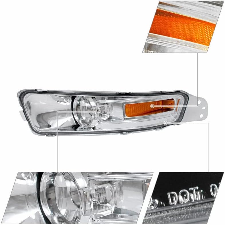 Turn Signal Lights Compatible with 2005 2006 2007 2008 2009 Mustang Bumper Lights Parking Signal Lamps Clear Lens White Housing+Bulbs