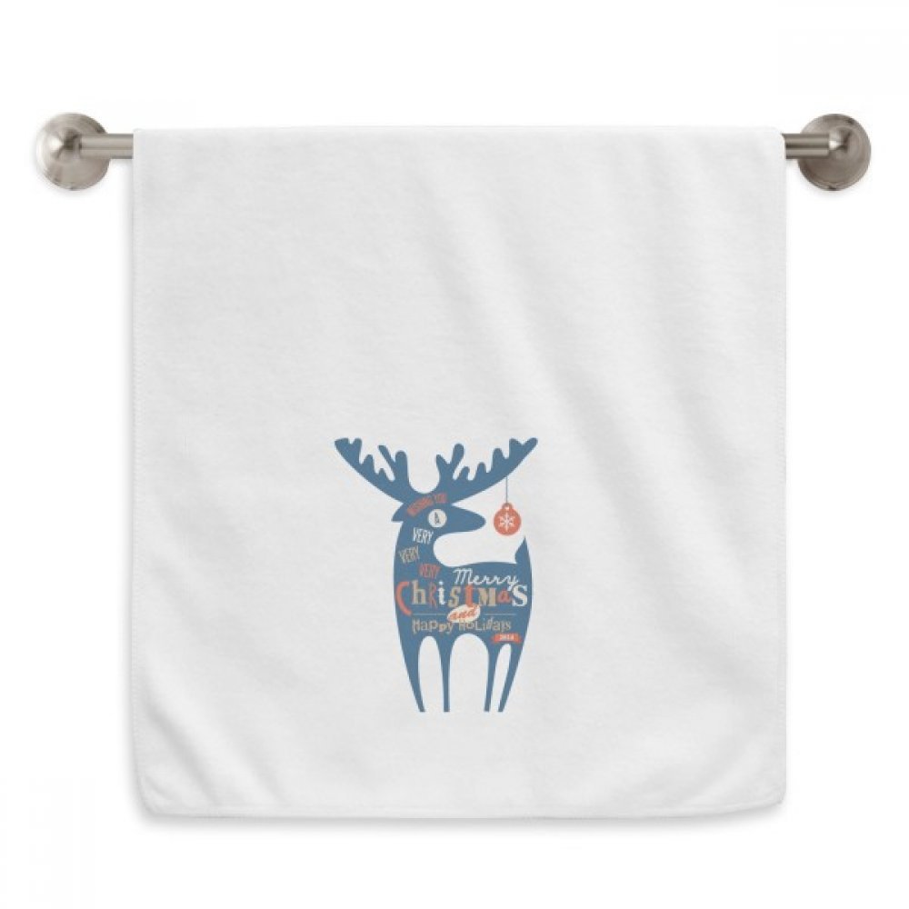 Serviettes moelleuses Noël cerf bleu 13x29 pouces blanches pour toilette et essuie-mains