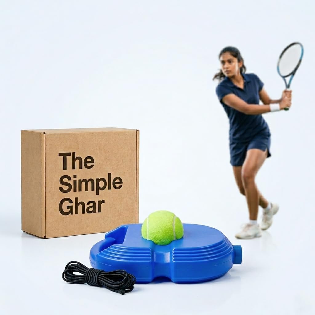 Tennis Trainer Rebound Ball with Elastic Cord, Solo Cricket & Tennis Practice Set, for Kids & Adults, Blue-image-40