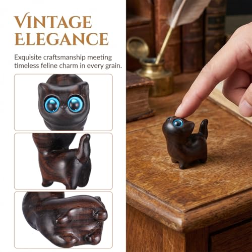 Figurines de gato en madera de sándalo 2 pack miniatura 6
