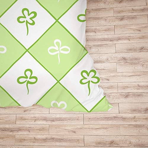 Parure de lit trèfle vert et blanc en polyester doux et durable pour chambre à coucher