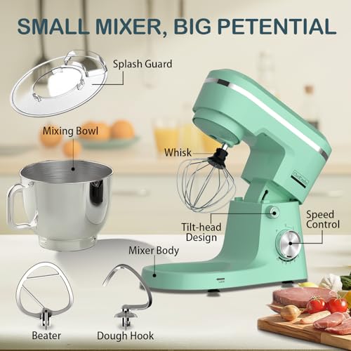 Image of Electric Stand Mixer with 6.5 Quart Bowl, Household Food Mixer 10+p Speeds 660W, Tilt-Head Bread Dough and Cake Mixers with Dough Hook, Whisk, Beater, Splash Guard and Egg Separator (Blue)