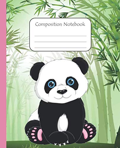 Composition Notebook: Happy Panda with Panda Thematic Interior Lined Pages; Glossy Cover 7.5 x 9.25 inches
