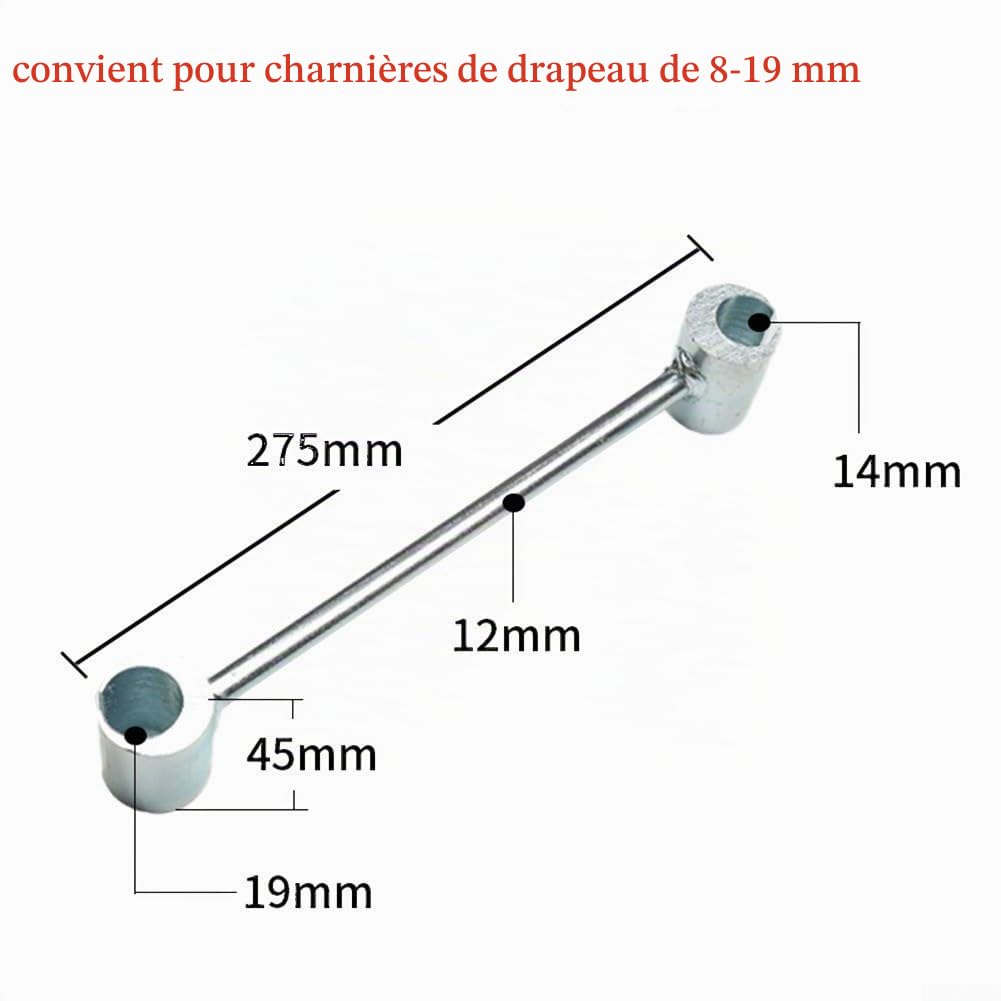Yuanpgky Clé de Réglage de l'Écart des Charnières, Outil de Réparation et Réglage de Charnière de Porte 8-25 mm, Ajustable (8-19 mm)