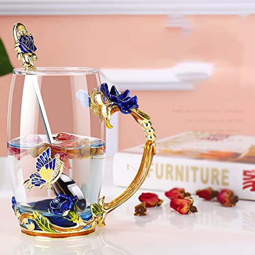 Vasos de vidrio de esmalte hechos a mano elegantes para te y cafe Set de 2 4