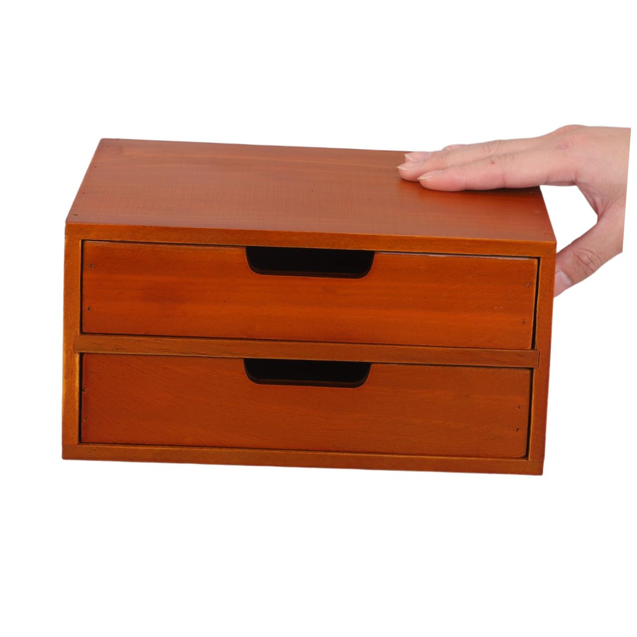NUOBESTY Mobiletto Portaoggetti in Legno con Doppio Cassetto Cassettiera Compatta da Scrivania per Piccoli Spazi Organizer Multifunzionale per Archiviazione Ordini e Cancelleria