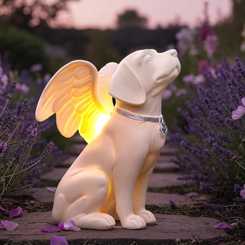 iHeartDogs Dog Angel Statue Garden Solar Light Pet Memorial Gifts