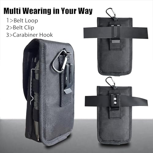 Belt Phone Pouch for Men,Dual Phone Holster with Belt Clip,Tactical Waist Cellphone Holder,Multi-Function Large Compatibility Smartphone Case for Daily Use,Outdoor Activity,Hiking,Camping,Working