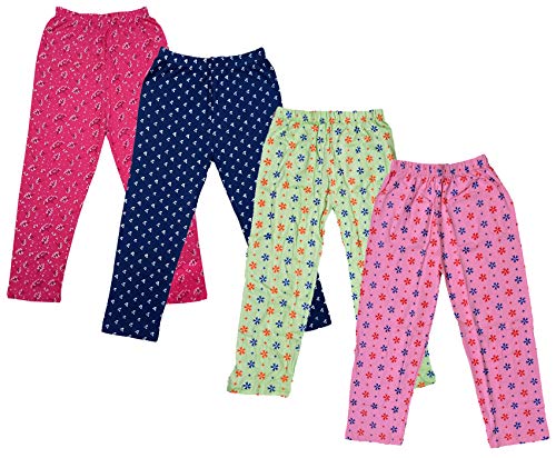Image of IndiWeaves Regular Fit Pure Cotton Pajama Pants with All Over Print for Girls (Multicolor Designs)(Pack of 4)