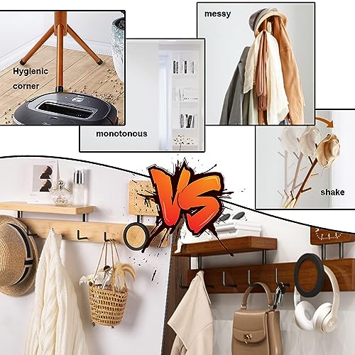 Crochets muraux avec étagère, porte-manteau en bois pour entrée, salon, chambre à coucher, 5 à 10 crochets, solution de rangement murale