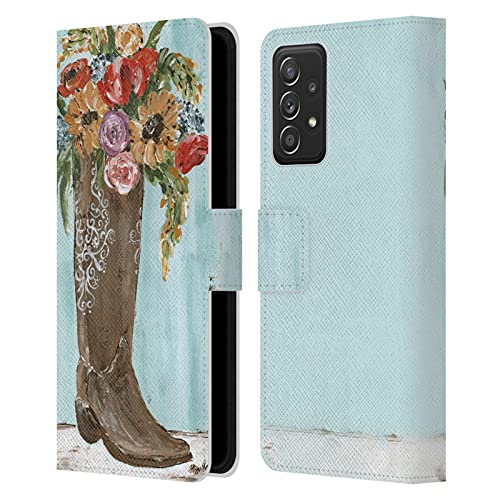 Funda de cuero tipo libro Samsung Galaxy A53 5G con acabado floral detallado