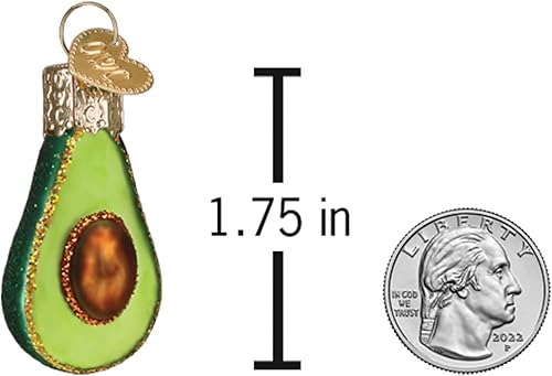 Miniatura 5 de Old World Christmas Mini adorno de cristal soplado de aguacate para árbol de Navidad, decoración navideña artesanal, colección de aperitivos