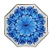 Double Layer Wind Proof,UV Proof Reverse Folding Inverted Umbrella Travel Umbrella with C Shape Handle and Carrying Bag-Blue FlowerII