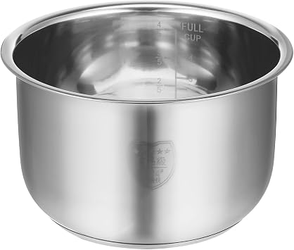 Amosfun 2L Rice Cooker Inner Pot Replacement, 7L x7W x4.2H Inch Stainless Steel Inner Cooking Pot Electric Rice Cooking Inner Pot Accessories