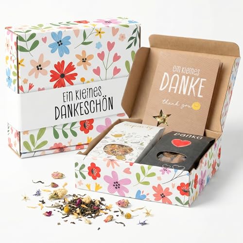 Genuss Set mit Tee, Schokolade und Gewürzsalz - Danke Geschenk für Frauen & Männer, hochwertiges...