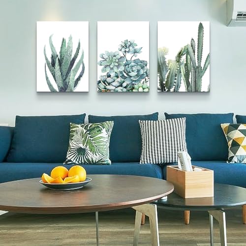 DZRWUBHS Bedroom Decor Wall Art Pictures Inspiration Wall Decor For Living Room Framed Canvas Wall Art For Bathroom Abstract Green Plant Wall Painting Prints Art Modern Kitchen Home Artwork 3 Piece