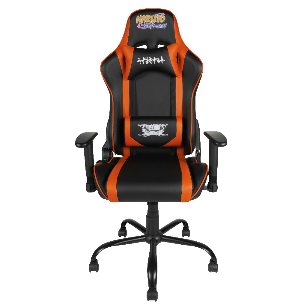 Konix Naruto Shippuden Sedia gaming premium - Inclinazione del sedile fino a 150° - Pelle PU liscia - Design Naruto Hokage - Nero e arancione
