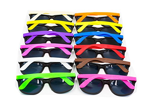 XKX 12PCS Neon 80's Style Party Sunglasses With Dark Lens For Big Bang Party (Colorful-12 pcs)