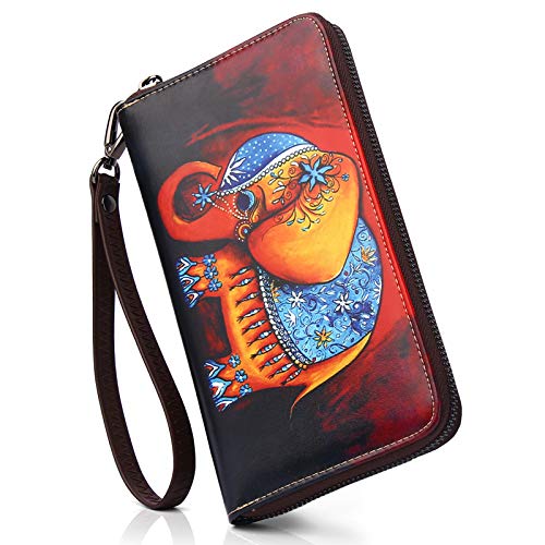 APHISON Womens Wallet Large Phone Holder Clutch RFID Blocking Zip Around Wallet Travel Purse Wristlet Organizer for ladies1791(002-A)