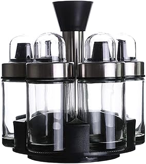 QZ Spinning stojak na przyprawy organizer z 6 szklanymi butelkami, kuchenny na blat zioła