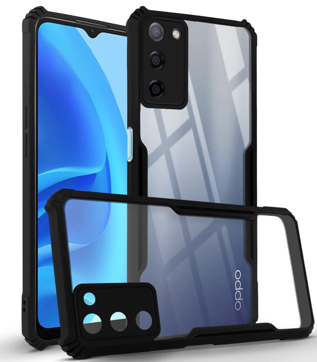 Jkobi Back Cover Case for Oppo A53s 5G (Crystal Glass Back | Camera Protection | Shockproof Bumpers | Professional Black) Jkobi Back Cover Case for Oppo A53s 5G (Crystal Glass Back | Camera Protection | Shockproof Bumpers | Professional Black)