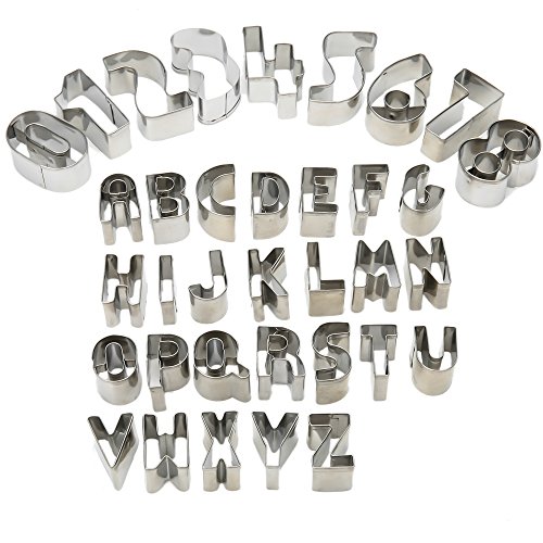 UBLISS Fruit Cookie Cutter Set,35 Piece Biscuit Cutters,26 Alphabet and 9 Numerals Shapes Included