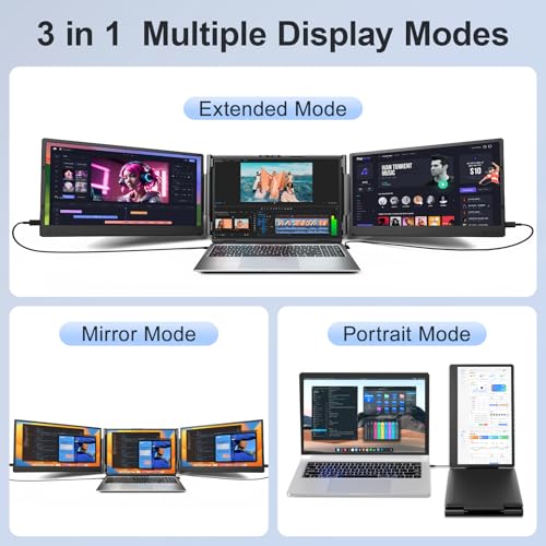 undefined Wixzet Laptop Screen Extender, 14" FHD 1080P Portable Monitor for Laptop, Plug&Play Triple Screen Extender, Auto Adjust Width Dual Monitor for 13" - 17" Laptops, Compatible with MacOS/Wins/Chrome/Dex の商品画像 7