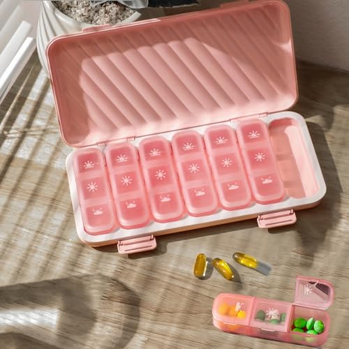 ACSTORi ピルケース 1週間 朝昼晩 1日3回 ピンク 薬ケース 密閉 防湿 携帯用 サプリメントケース Pill Organizer 3 Timesの商品画像（Amazon）