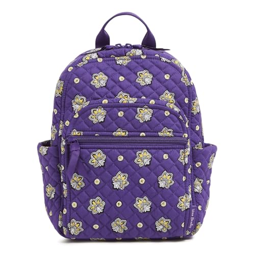 Petit sac à dos en coton violet et or bandana paisley motif cachemire
