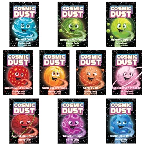 Cosmic Dust Popping Candy Mixed Flavours - 10 Packets of 10g - Fun and Exciting Popping Sensation - Great for Parties Cosmic Dust Popping Candy Mixed Flavours - 10 Packets of 10g - Fun and Exciting Popping Sensation - Great for Parties