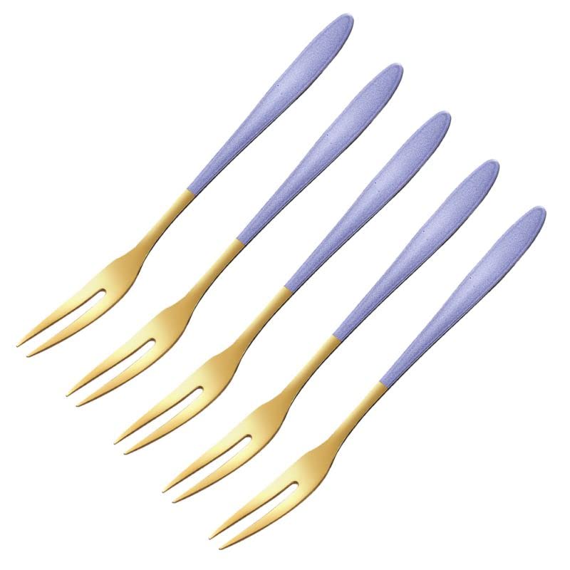 SIYANSHU Fruit Forks Appetizer Polished Dessert Forks Salad Forks Stainless Steel Food Grade Dinner Spoon/Table SpoonTasting Appetizer Forks Portable Cocktail Salad Forks for Party/Banquet/Cocktail/Travel (Purple-8 Piece)