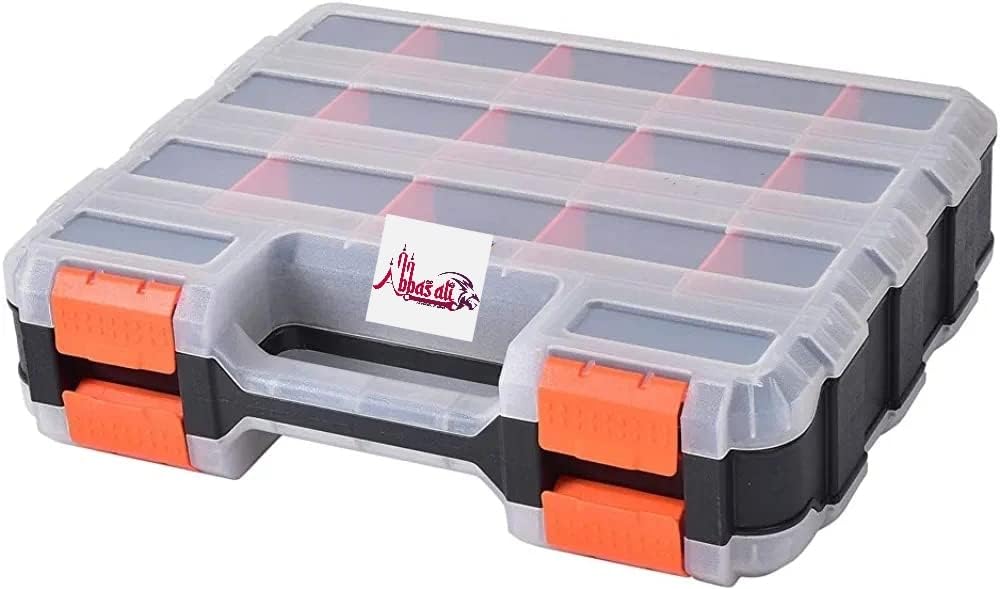 ABBASALI Double Side Tools Organizer, Customizable Removable Plastic Dividers, Hardware Box Storage in a Slim Design, Excellent for Screws, Nuts, Small Parts