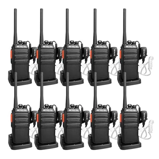 Case of 10,Retevis H-777S 2 Way Radio Walkie Talkies Long Range,Two-Way Radio with Earpiece, Handsfree Rechargeable for Adults Business with Earpiece