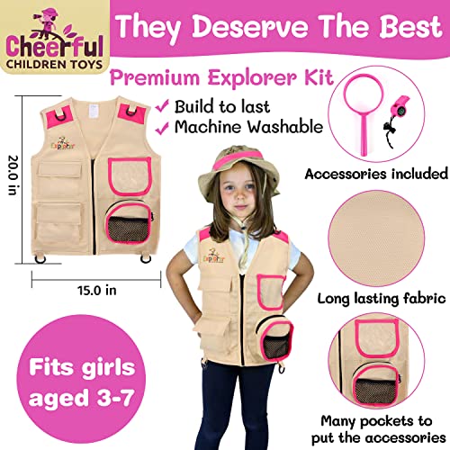 Cheerful Children Toys Girls Dress Up Clothes For Play - 16 Pcs 3 Costume Set - Kids' Dress Up & Pretend Play - Little Girls 3-7 Years - Gardener, Explorer, Doctor Costume Set #TOP3