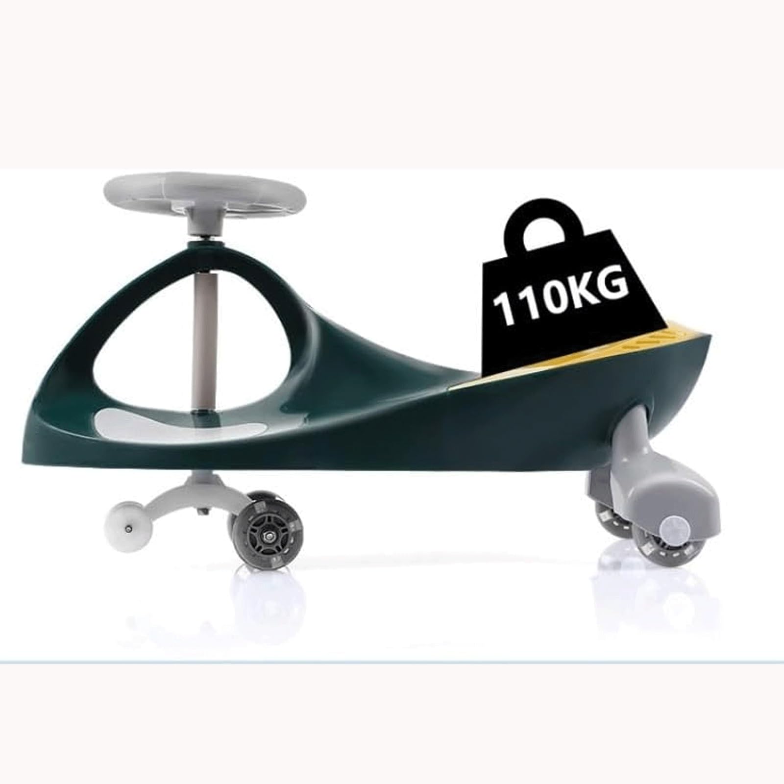 Wiggle Car, cichy samochód huśtający, huśtawka, rowerek biegowy, jeździk, dziecięcy samochód Wiggle Car z kołem migającym dla chłopców i dziewczynek(Dark Green,Flashing wheel)