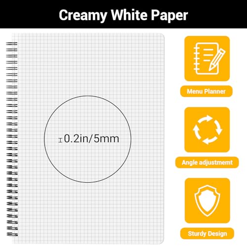 Cahier Carreaux 5mm A4 papier épais 100g pour écrire sans encre qui traverse