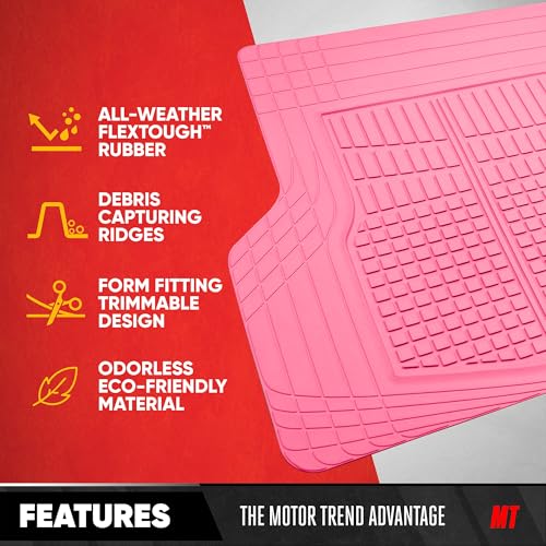 Image of MotorTrend FlexTough Rear Cargo Mat - Heavy-Duty Trimmable Rubber Trunk Mat, Universal All-Weather Cargo Liner for Cars, SUVs & Trucks, Flexible Non-Slip Automotive Floor (Pink)