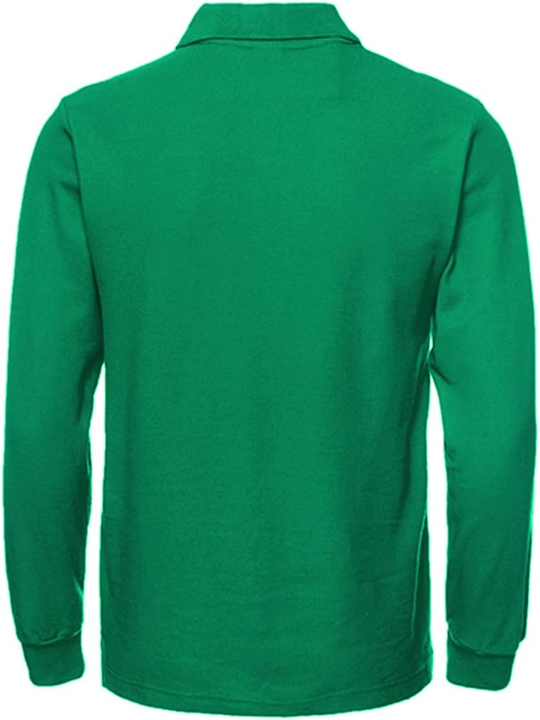 Men's Long Sleeve Polo Shirts Regular-Fit Cotton Golf Polo Shirts
