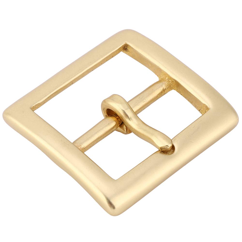 Brass Belt Buckle, Heavy Duty Solid Belt Buckle with Single Prong Square for 1.6inch DIY Leather Belt Gold