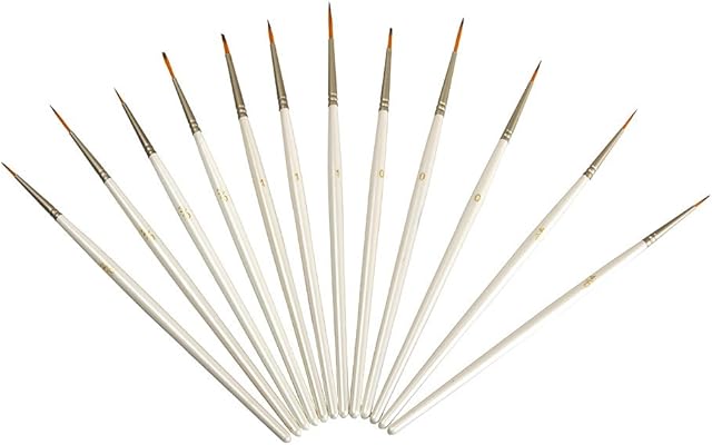 LANIAKEA Fine Detail Paint Brush - Set of 12 Artist Miniature Paint Brushes for Fine Detailing and Art Painting - Acrylic, Watercolor, Oil - Miniatures, Models, Airplane Kits, Nail