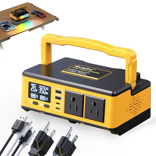 Ecarke 350W Portable Power Inverter Compatible with DeWALT 20V Battery,